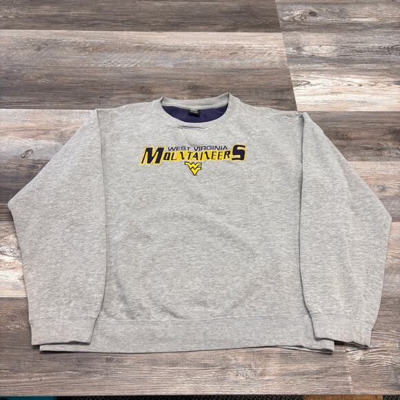 Vintage Y2k Starter West Virginia Mountaineers Grey Mens XL Crewneck Sweatshirt - Picture 2 of 9